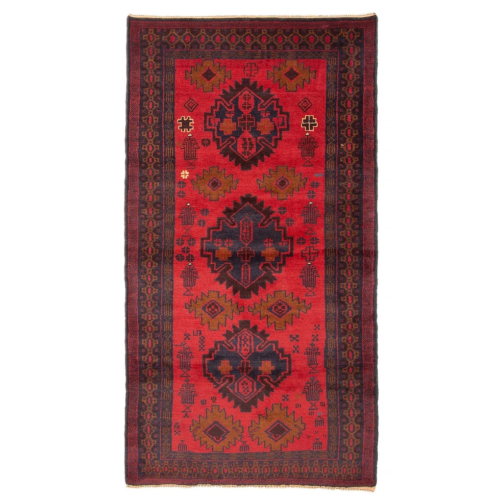 ECARPETGALLERY Hand-knotted Teimani Red Wool Rug - 3'4 x 6'3