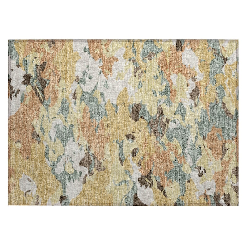 Machine Washable Indoor/ Outdoor Abstract Mexi Chantille Rug