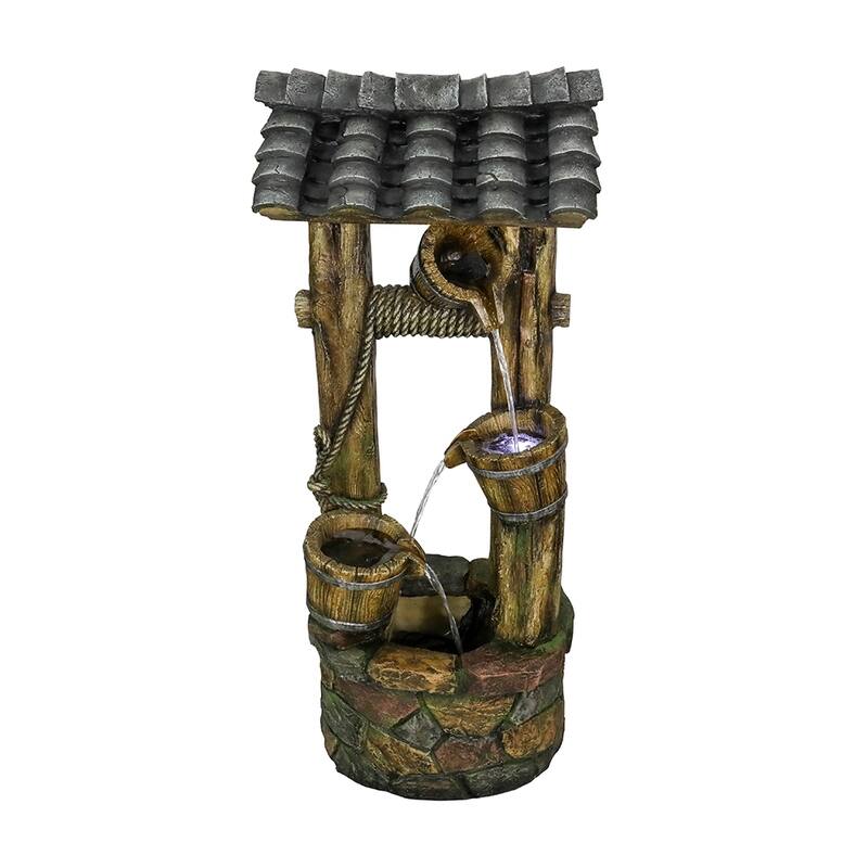 39.3in High Outdoor Water Fountain w/ LED Lights Floor Water Fountain