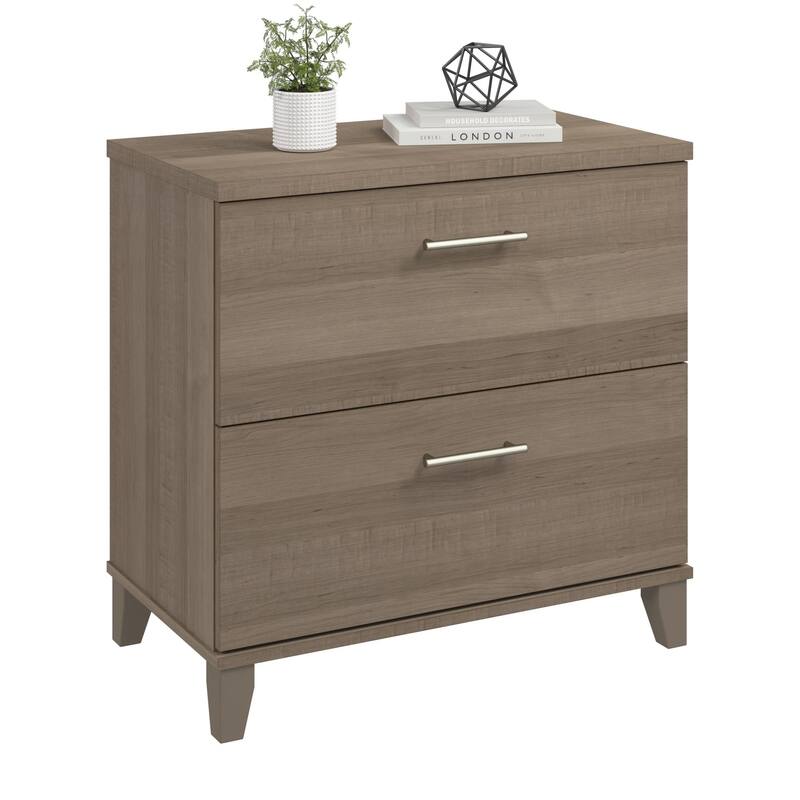 Bush Furniture Somerset 2 Drawer Lateral File Cabinet with Storage - Ash Gray