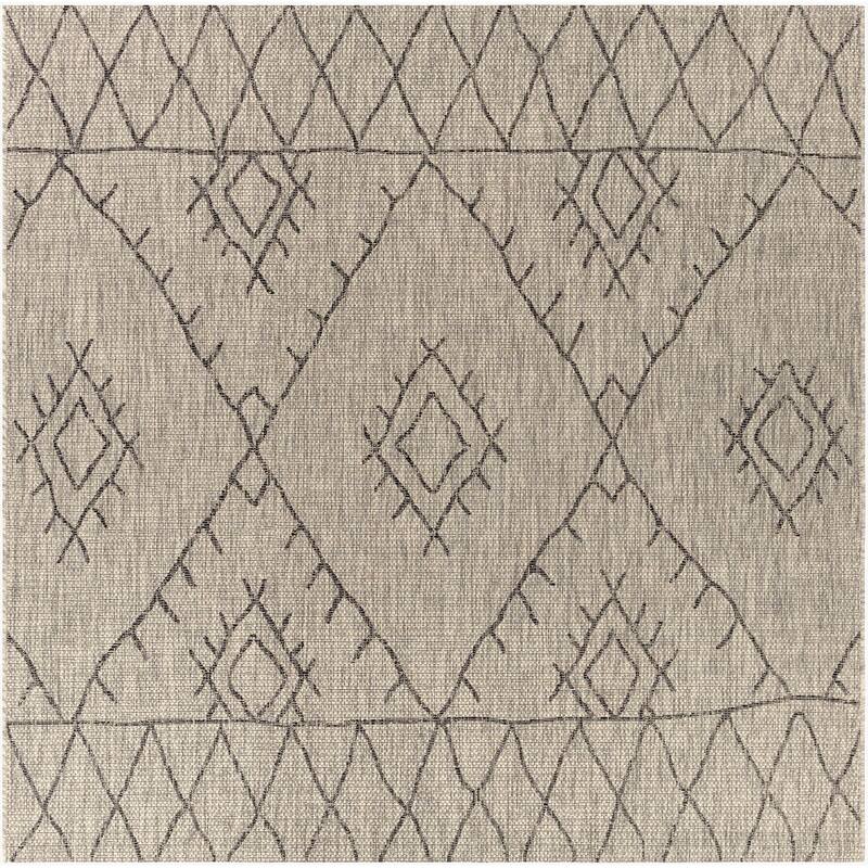 Livabliss Eagean Global Indoor/Outdoor Area Rug - 7'10" x 7'10" Square - Black