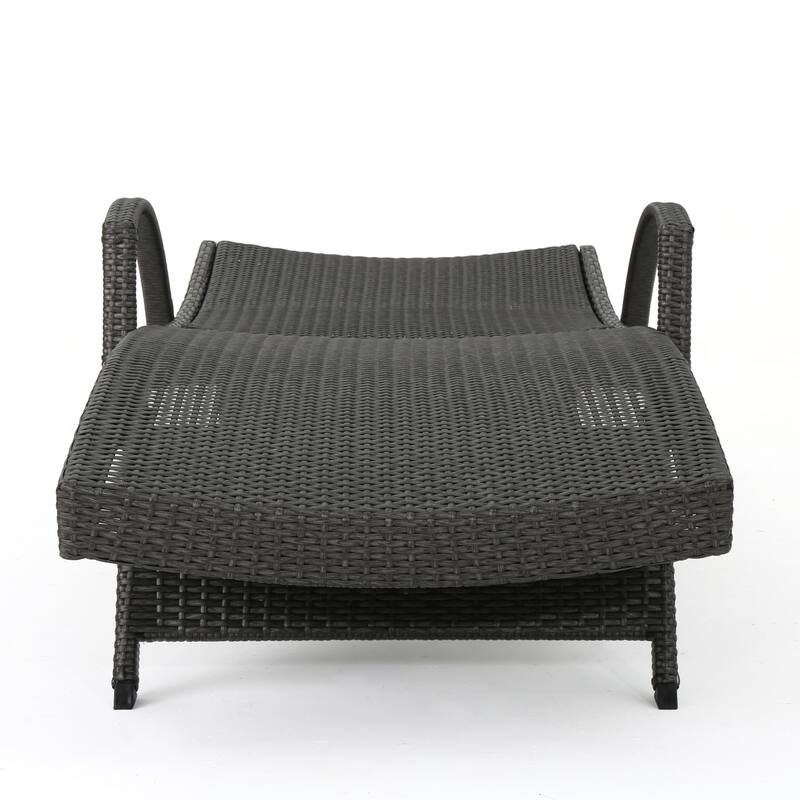 Toscana Outdoor Wicker Armed Cushioned Chaise Lounge by Christopher Knight Home