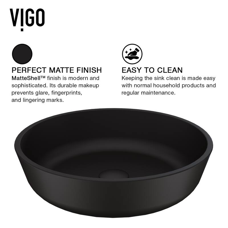 VIGO Giovanni 17"L x 17"W x 6"H Glass Round Vessel Bathroom Sink