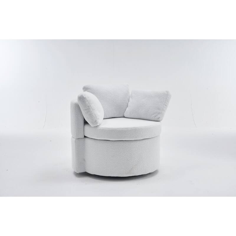 360° Swivel Chair with Storage and Throw Pillows