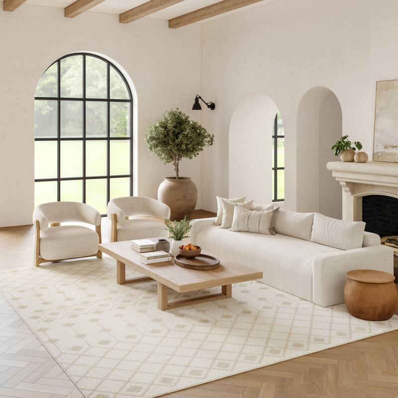 Porch & Den Muirfield Moroccan Bohemian Area Rug - 9' x 12' - Ivory/Beige - Rectangle