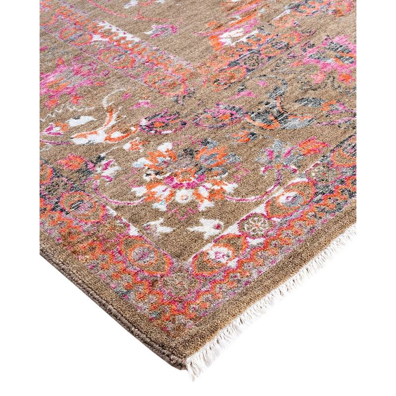 Ikat One-of-a-Kind Handmade Area Rug, Brown - 8' 2" x 9' 10"
