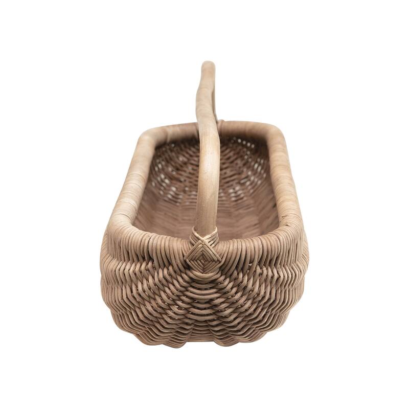 Hand-Woven Rattan Basket with Handle