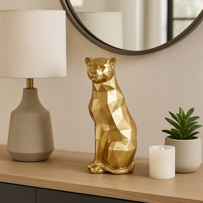 Resin Geometric Leopard Decorative Figurine - Gold - 10.0"