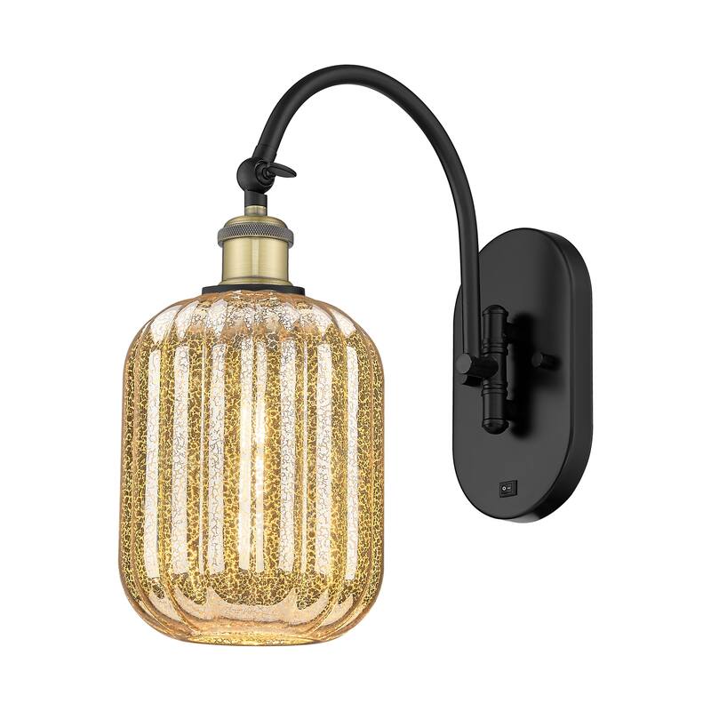 Innovations Lighting Endless Possibilities Ballston - Preston - 1 Light 7" Jar Shade Swiveling Sconce - Mercury/Black Antique Brass