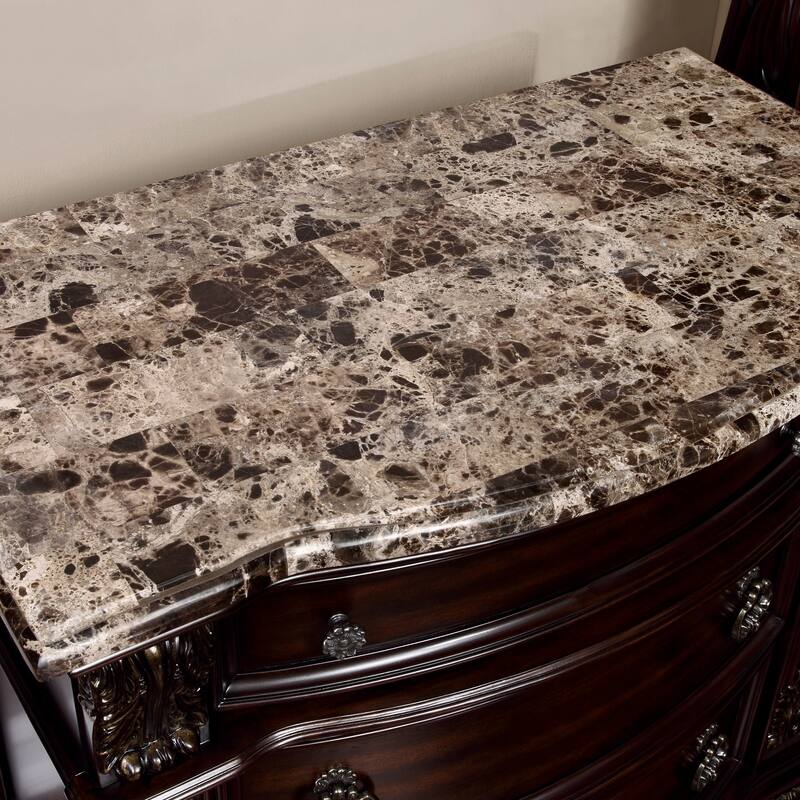 Furniture of America Etane Traditional Genuine Marble Top 3-Drawer Nightstand