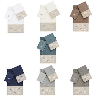 Authentic Hotel and Spa 100% Turkish Cotton Braelyn 3PC Embellished Towel Set