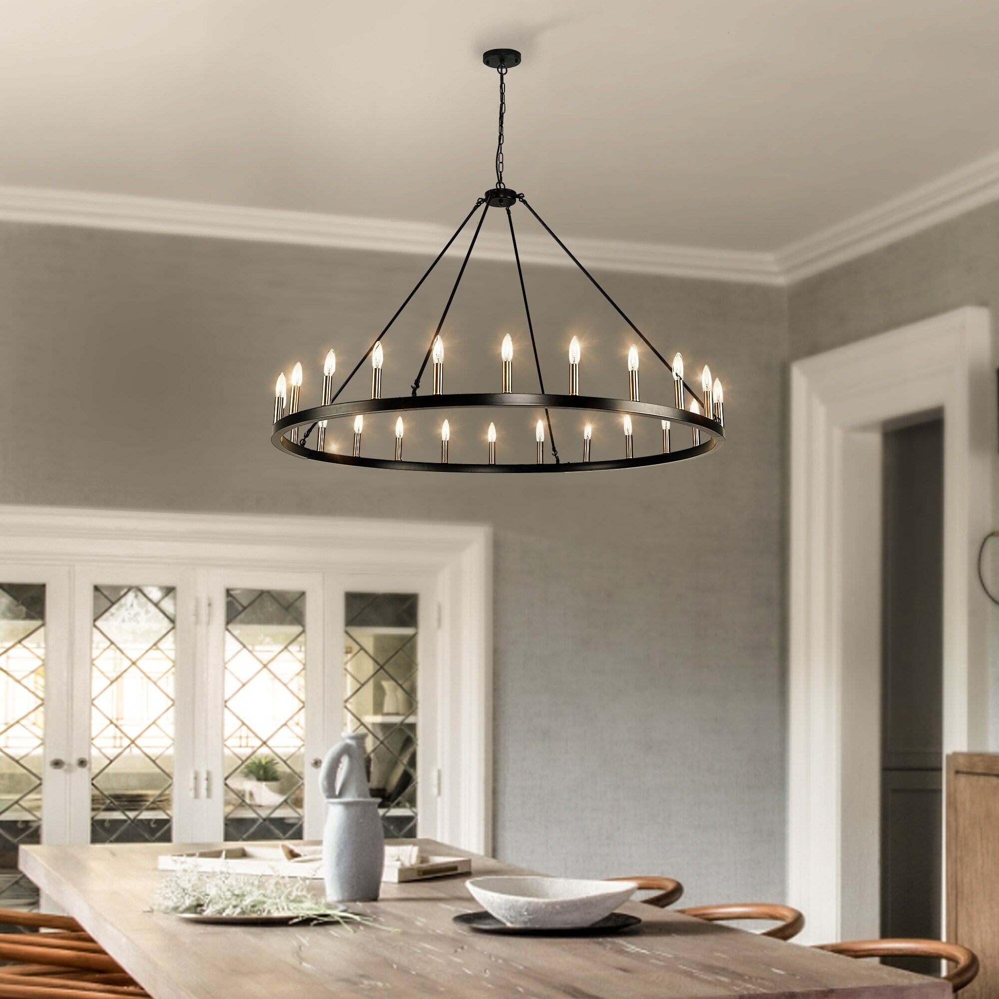 54 inch Round Wagon Wheel 24 light Chandelier On Sale Bed Bath