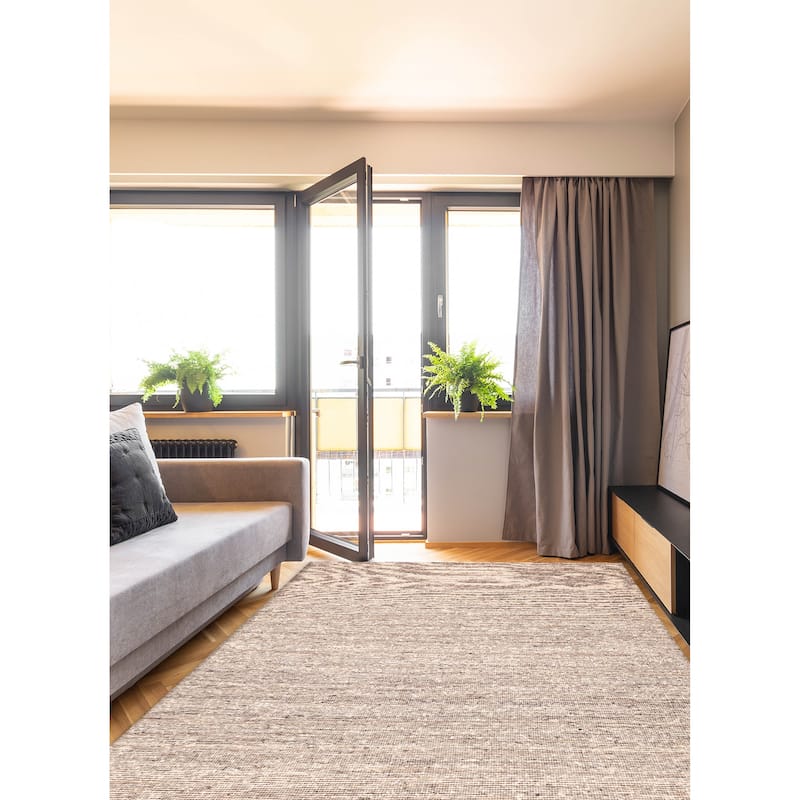 ECARPETGALLERY Braid weave Sienna Grey Wool Kilim - 7'10 x 10'0