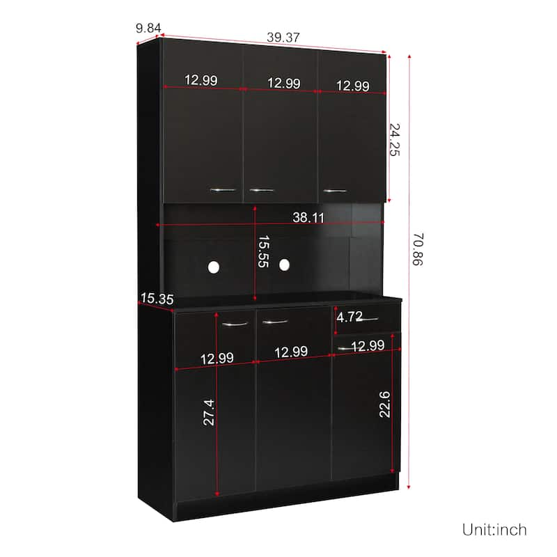 Classic 6 Door Design with Wooden Wardrobe with Drawers and Open Storage Space. for Bedroom Storage Cabinet Wardrobe