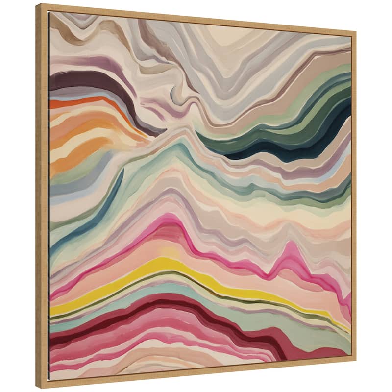 Kate and Laurel Painted Canyon Square by Amy Lighthall Framed Canvas Wall Art Print - 30 x 30 - Brown