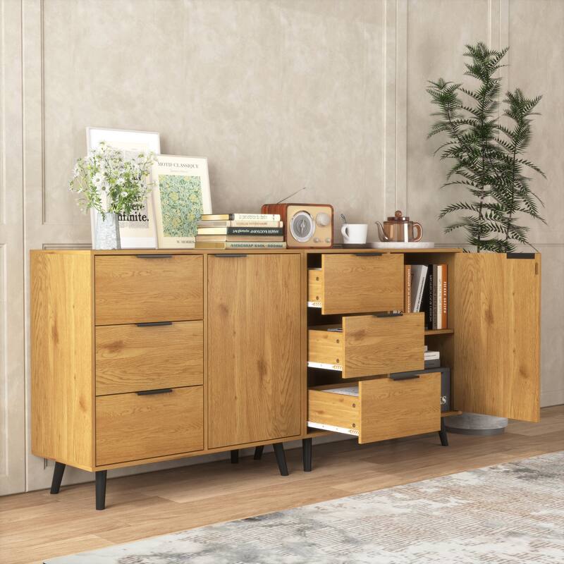 Modern Storage Cabinet with 3 Drawers and Adjustable Shelf for Living Room, Home Office, Entryway