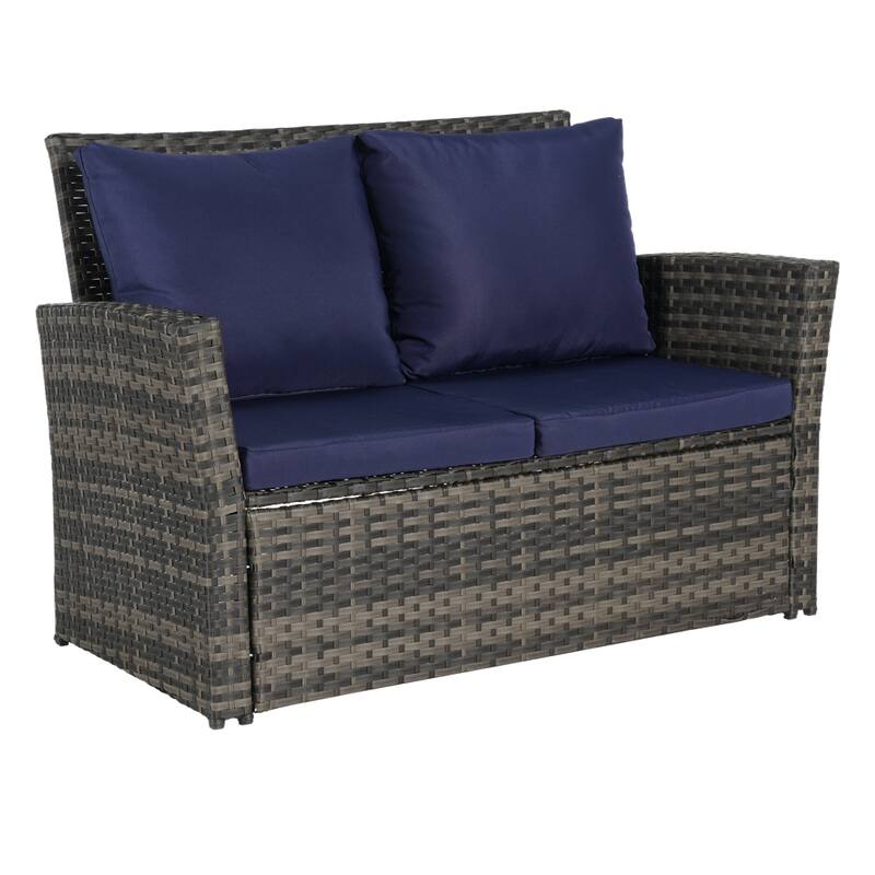 4 Pieces Outdoor Patio Furniture Sets,Garden Rattan Chair Wicker Set - N/A