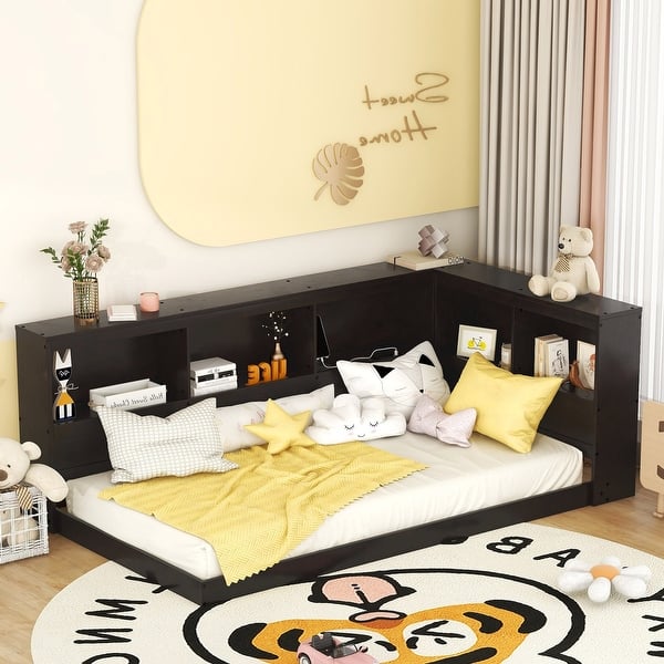slide 2 of 26, Wood Twin Size Daybed with Storage Cabinets and USB Ports Black