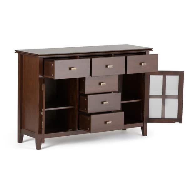 Shop Wyndenhall Stratford Solid Wood 54 Inch Wide Contemporary Sideboard Buffet Credenza 54 Inch Wide On Sale Overstock 10566211 Honey Brown