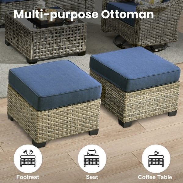 dimension image slide 1 of 8, XIZZI 8-Piece Patio Wicker Furniture Conversation Set with Coffee Table