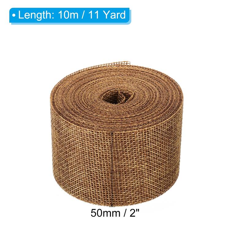 2pcs 2" Wide 11 Yards Burlap Fabric Ribbon Jute Crafts Roll Wrapping - Light Brown