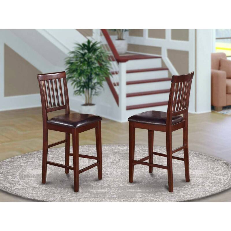 Counter Height Bar Stools with Wooden Seats, Buttermilk and Cherry Finish, Stylish Modern Kitchen Island Seating