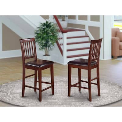 Counter Height Bar Stools with Wooden Seats, Buttermilk and Cherry Finish, Stylish Modern Kitchen Island Seating