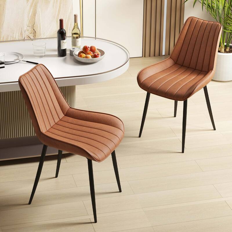 Costway Dining Chair Set of 2 Upholstered Leisure Chairs with Metal - See Details