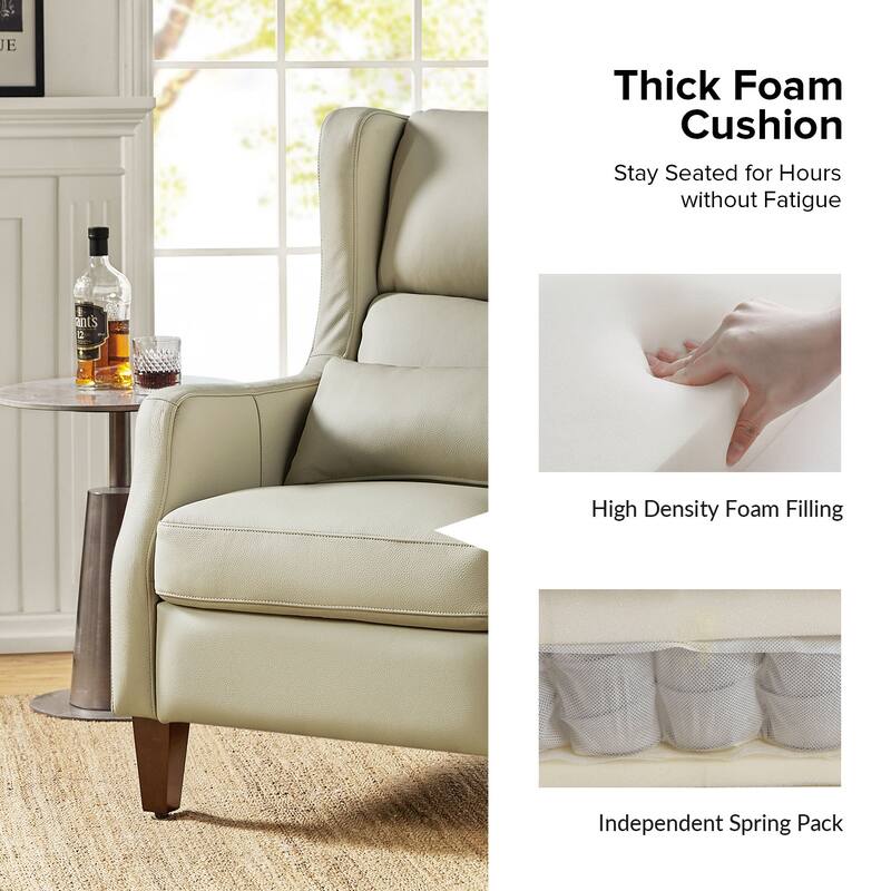 Erich Genuine Leather Wingback Armchair with Pillow by HULALA HOME