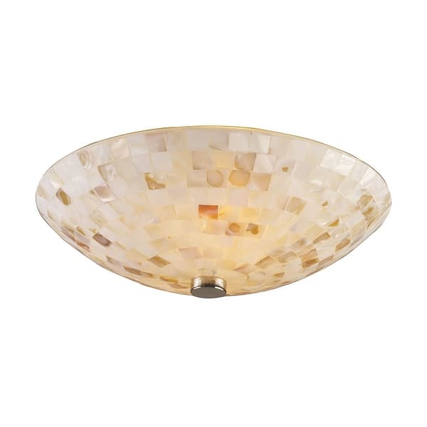 slide 2 of 8, Elk Home Capri Satin Nickel With Ivory Capiz Shells 2 Light Semi Flush - 12 in. Wide Nickel