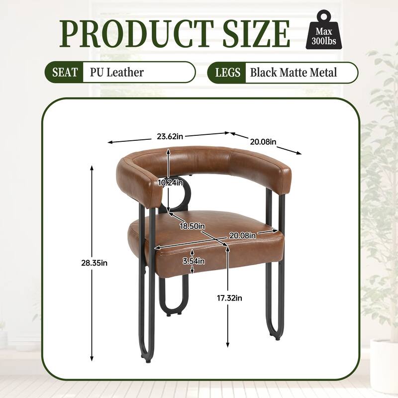 PU Accent Chair Dining Chair Barrel Side Chairs Armchair Set of 2