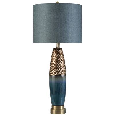 StyleCraft Bedford Blue and Copper Table Lamp - Blue Shade