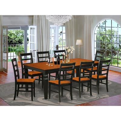 Neo-Classical Dining Table Set - 9 Piece Kitchen Table & Chair Set - Black Finish