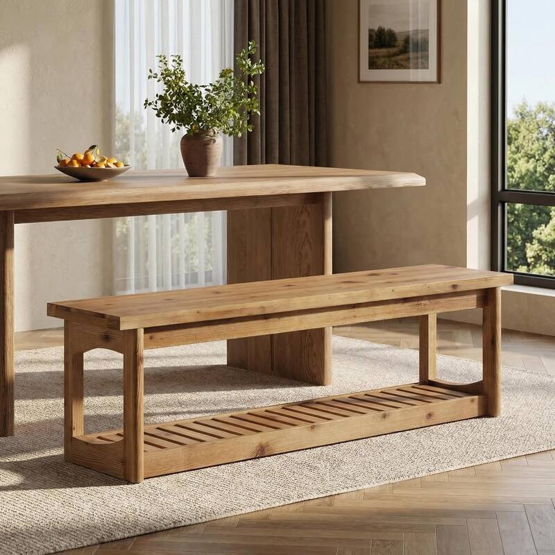 63" Entryway Bench with Storage Shoe Organizer, End of Bed Bench