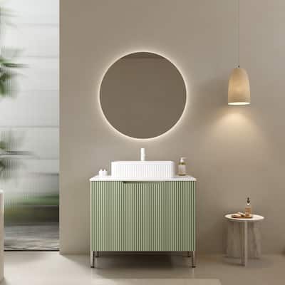 30" Bathroom Vanity with Counter Top Sink Combo, Modern Bathroom Storage Vanity Cabinet Set, Sintered Stone Counter Top