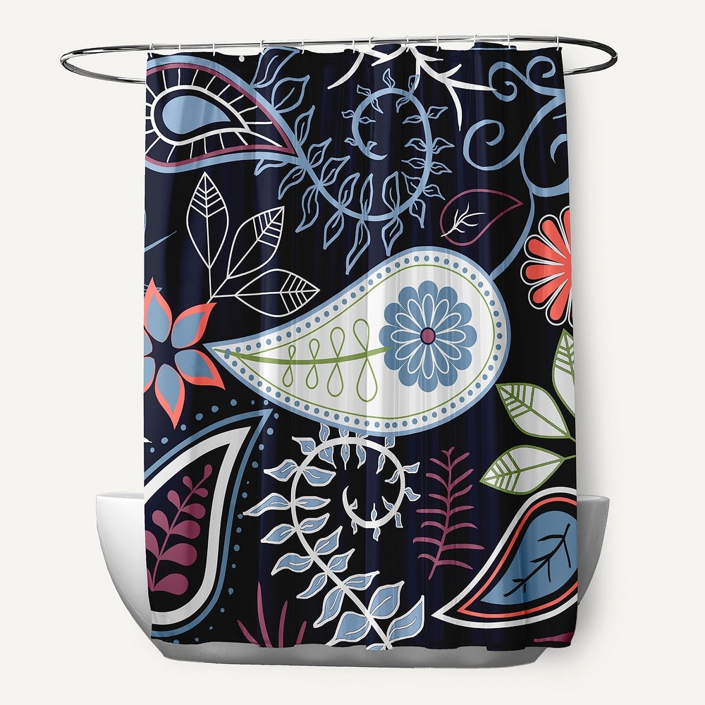 71 x 74 Paisley Floral Print Shower Curtain