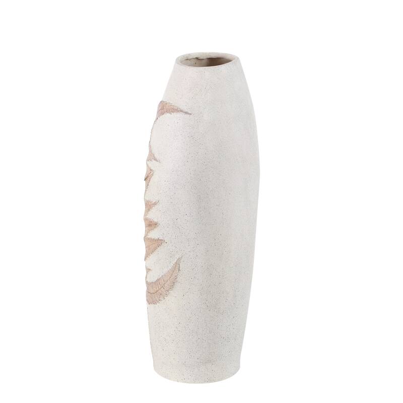 Polystone Leaf Decorative Vase - White - Roche River Decor