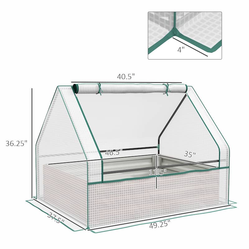 Countryside Style Garden Bed with Mini Greenhouse Cover 1 Raised Flower Pot, for Patio Garden Balcony - 8' x 10'