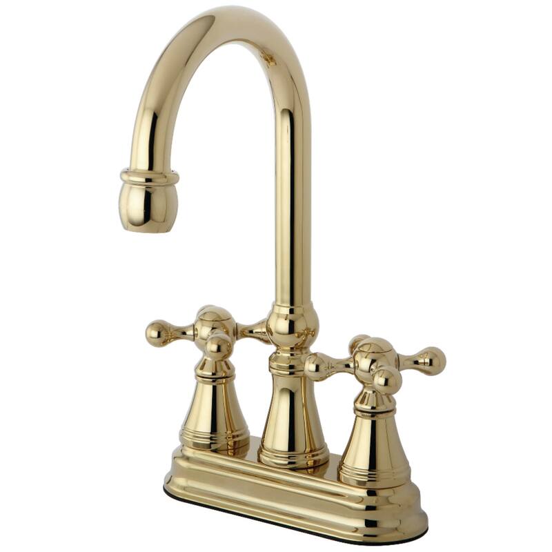 Kingston Brass Governor Centerset Bar Faucet with Metal Cross Handles - Polished Brass