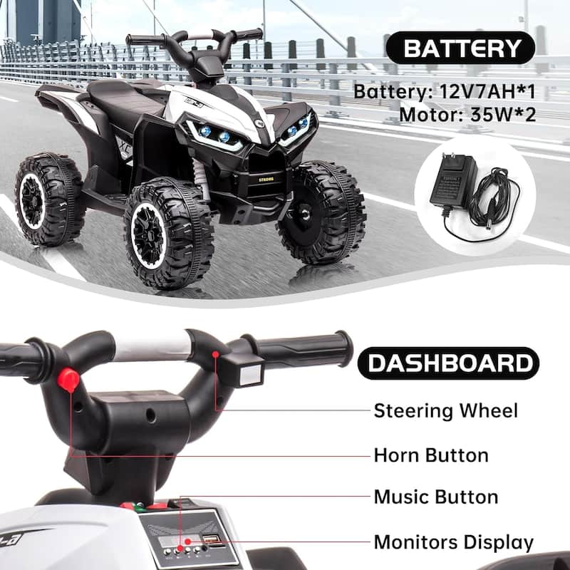 Kids ATV Ride on Toy 12V 4 Power Wheels for Kids