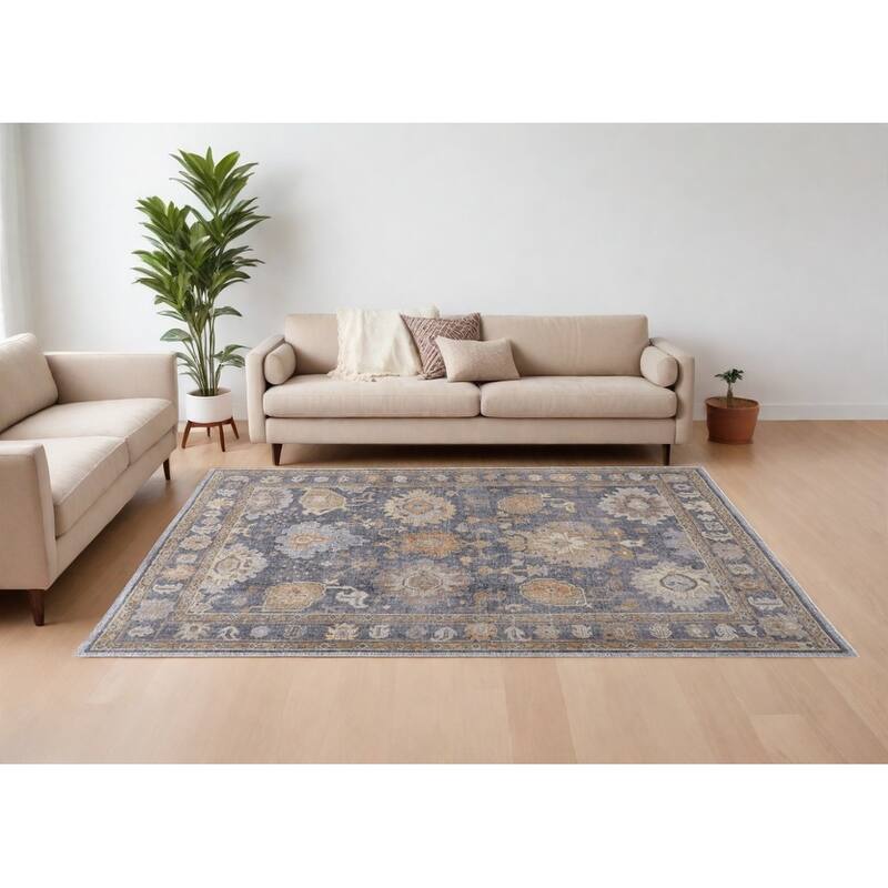Rectangle Traditional Style Oriental Area Rug - 144' X '108' X '0.35 - 144' X '108' X '0.35 - Blue Gray and Tan - Rectangle