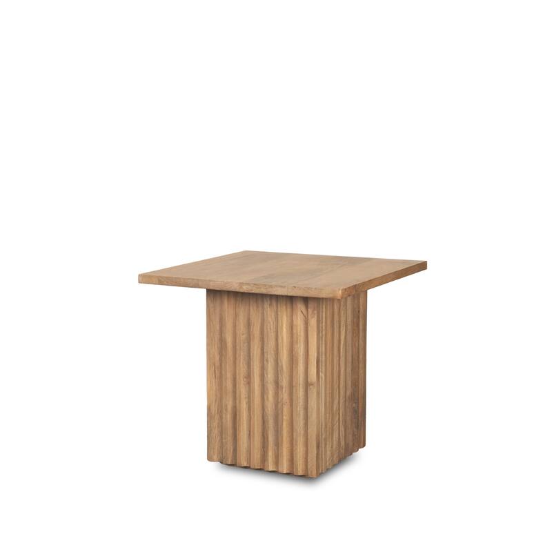 HomeRoots 22" Brown Solid Wood Square Block End Table - 24' X '22' X '24