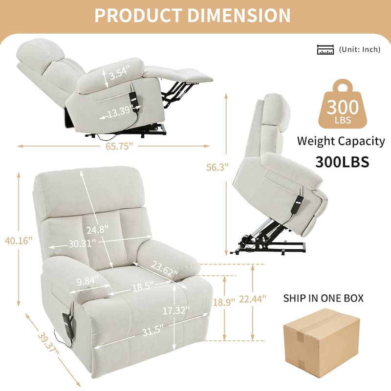 Power Lift Recliner Chair for Elderly, Electric Fabric Recliner Chair