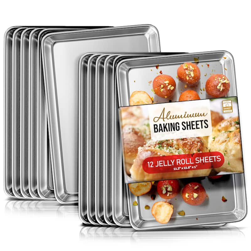 JoyTable Aluminum Steel Non-stick Baking Sheet/Cookie Sheet Set - Jelly Roll Sheet Pan - 12 Piece