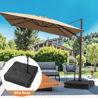 9 FT x 11 FT Outdoor Patio Cantilever-Offset Umbrella with Rod Base