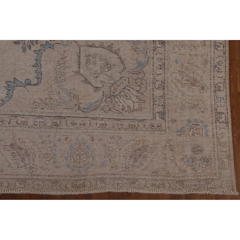 Antique Distressed Tabriz Persian Rug Hand-knotted Wool Carpet - 9'5" x 11'10"