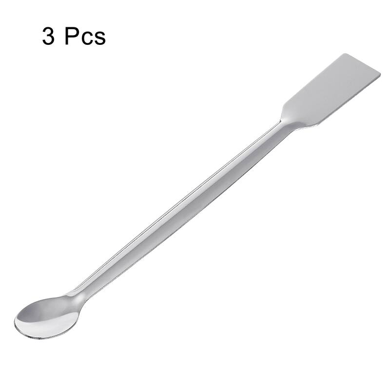 3Pcs 5.91" Lab Spoons Mixing Spatula 201 Stainless Steel for Powders Sampling - Silver Tone