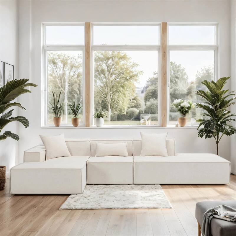 Modular combination living room sofa set, L-shaped, Beige