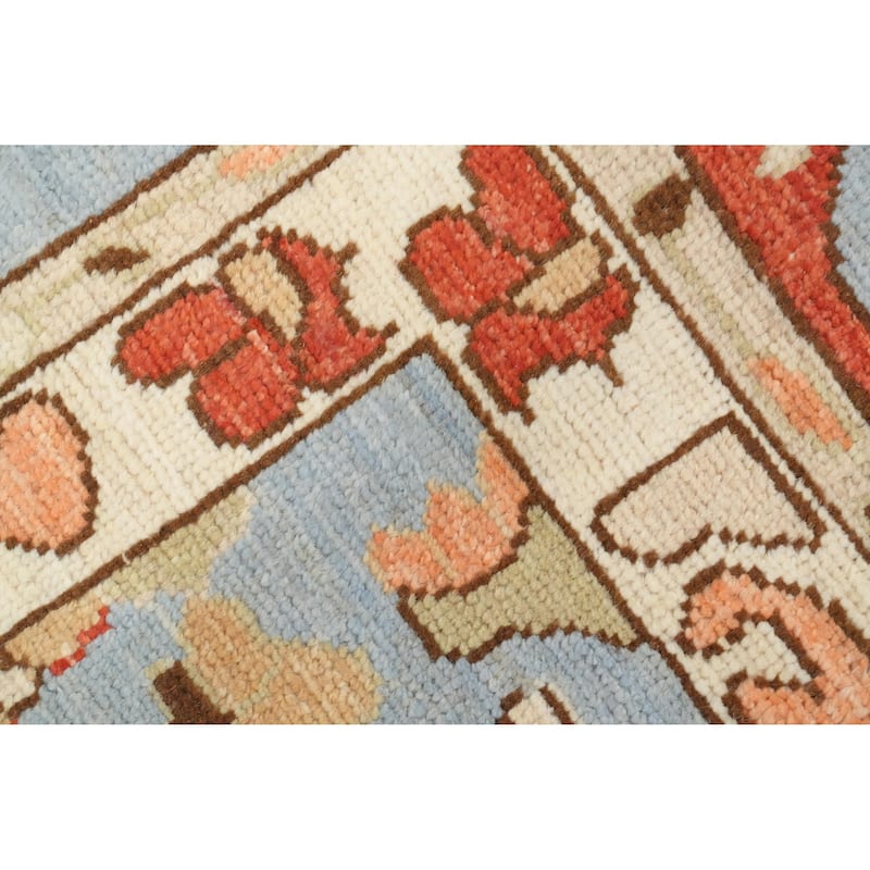 Hand Knotted Oriental 100% Wool Carpet Transitional Medallion Navy Blue & Blues Oushak Area Rug - 13' 6'' X 11' 2''