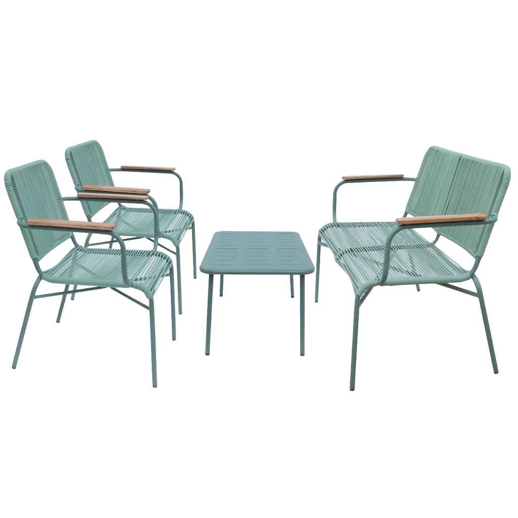 30-in H 4-Piece Rope Woven Patio Set - 51"L x 26" W x 31"H